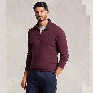 Polo by Ralph Lauren Men's Maroon& heather gray Zip-Up Sweater Sz.XLT
